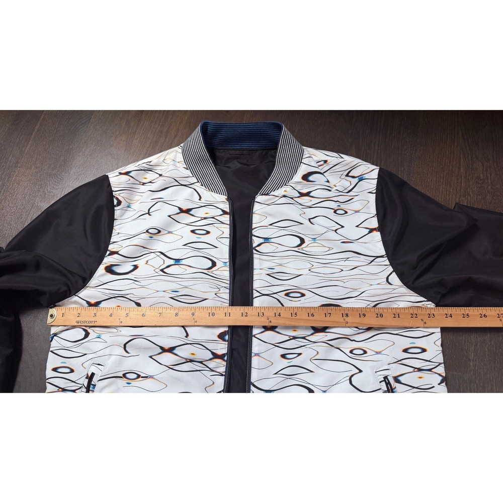 Robert Graham Reversible Bomber Jacket XL Black Blue White Abstract Print Golf - Picture 9 of 10